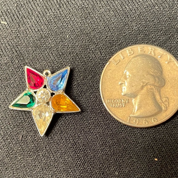 -NEW 💙💛⭐️💚❤️OES Pendant with - Rhinestones ❤️💚⭐️💛💙 - Picture 3 of 4